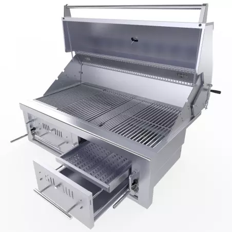 Barbecue Encastrable Hybride Charbon De Bois & Gaz 42" - 106cm - SUNSTONE – Image 3