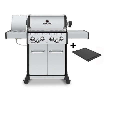 Pack + Barbecue Gaz Baron S 490 Ir Avec Plancha & Rôtissoire + 10 Accessoires - BROIL KING
