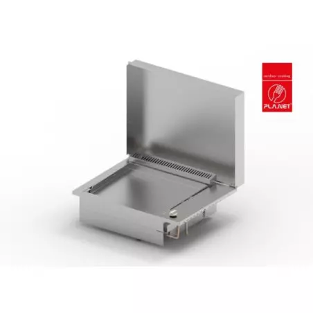 Plancha Gaz Encastrable Oasi 55 Cm Inox Plaque Lisse + Couvercle - PLANET