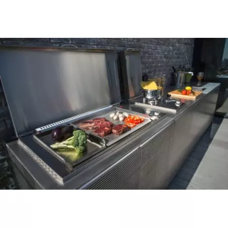 Plancha Gaz Encastrable Inox Oasi 80 Cm Plaque Lisse + Couvercle - PLANET – Image 3