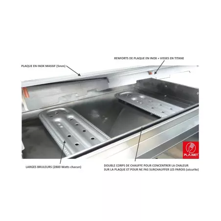 Plancha Gaz Encastrable Inox Oasi 80 Cm Plaque Lisse + Couvercle - PLANET – Image 4