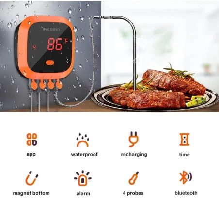 Thermometre Barbecue Bluetooth Inkbird IBT-4XC étanche Avec 4 Sondes – Image 2